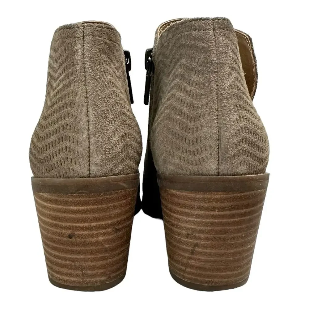 Lucky Brand Parnesa Perforated Suede Bootie Tan Size 6.5